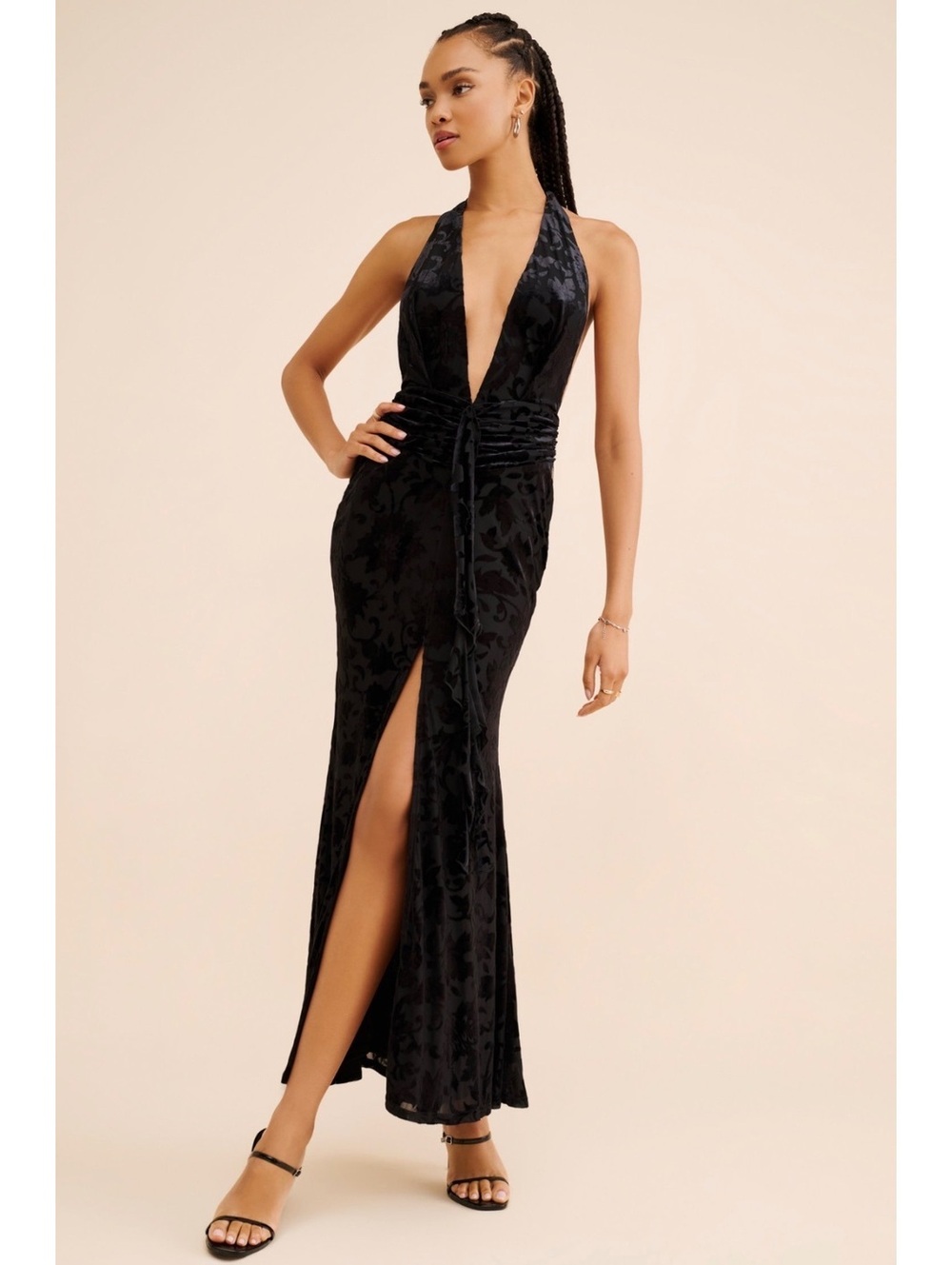 The Frolic black velvet maxi dress - XL